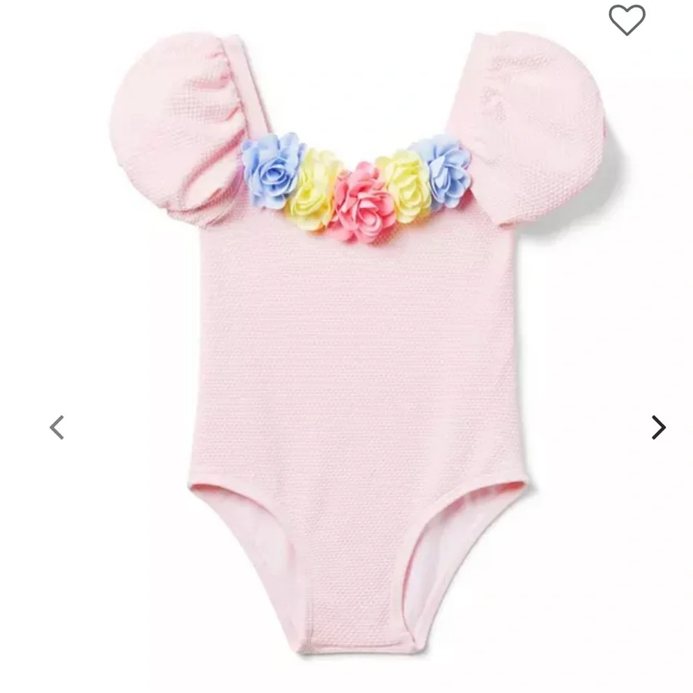 ROSETTE PUFF SLEEVE SWIMSUIT